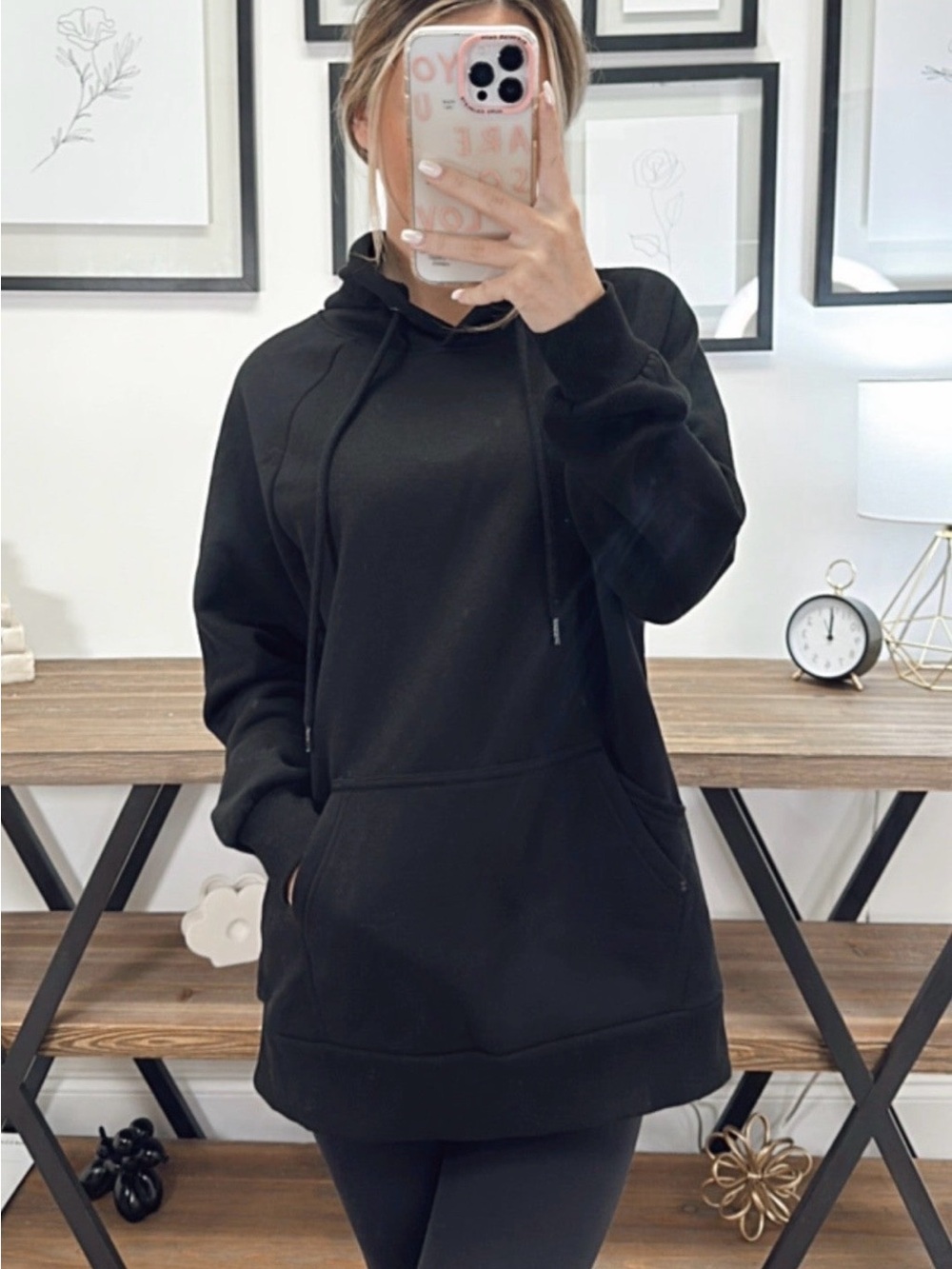 Zenana Classic Black Hoodie Sweater for Women Sz M - Picture 2 of 6